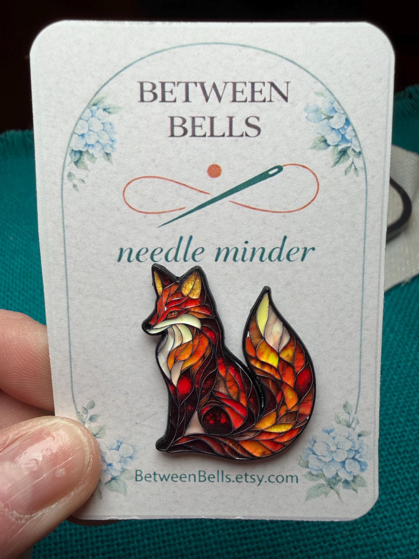 Stained Glass Fox Needle Minder