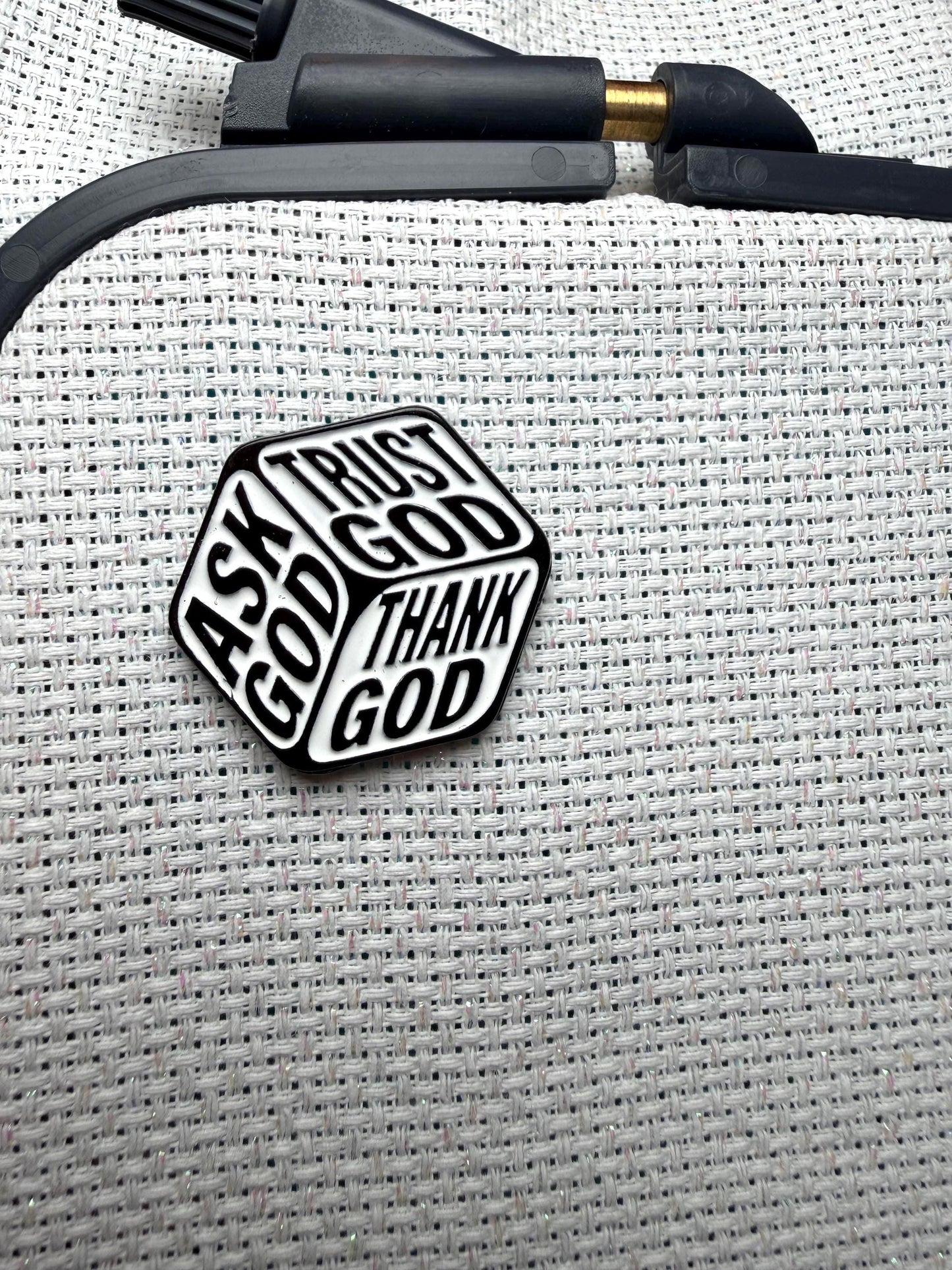 Faith Needle Minder, Ask God, Trust God, Thank God, Cross Stitch Embroidery Accessory