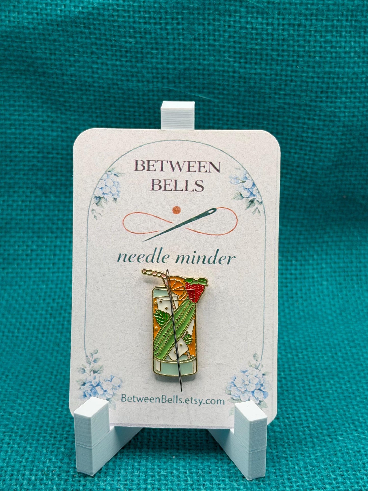 Strawberry Citrus Cocktail Needle Minder | Summer Drink Magnet | Tropical Bar Cart Aesthetic | Cross Stitch Needle Holder