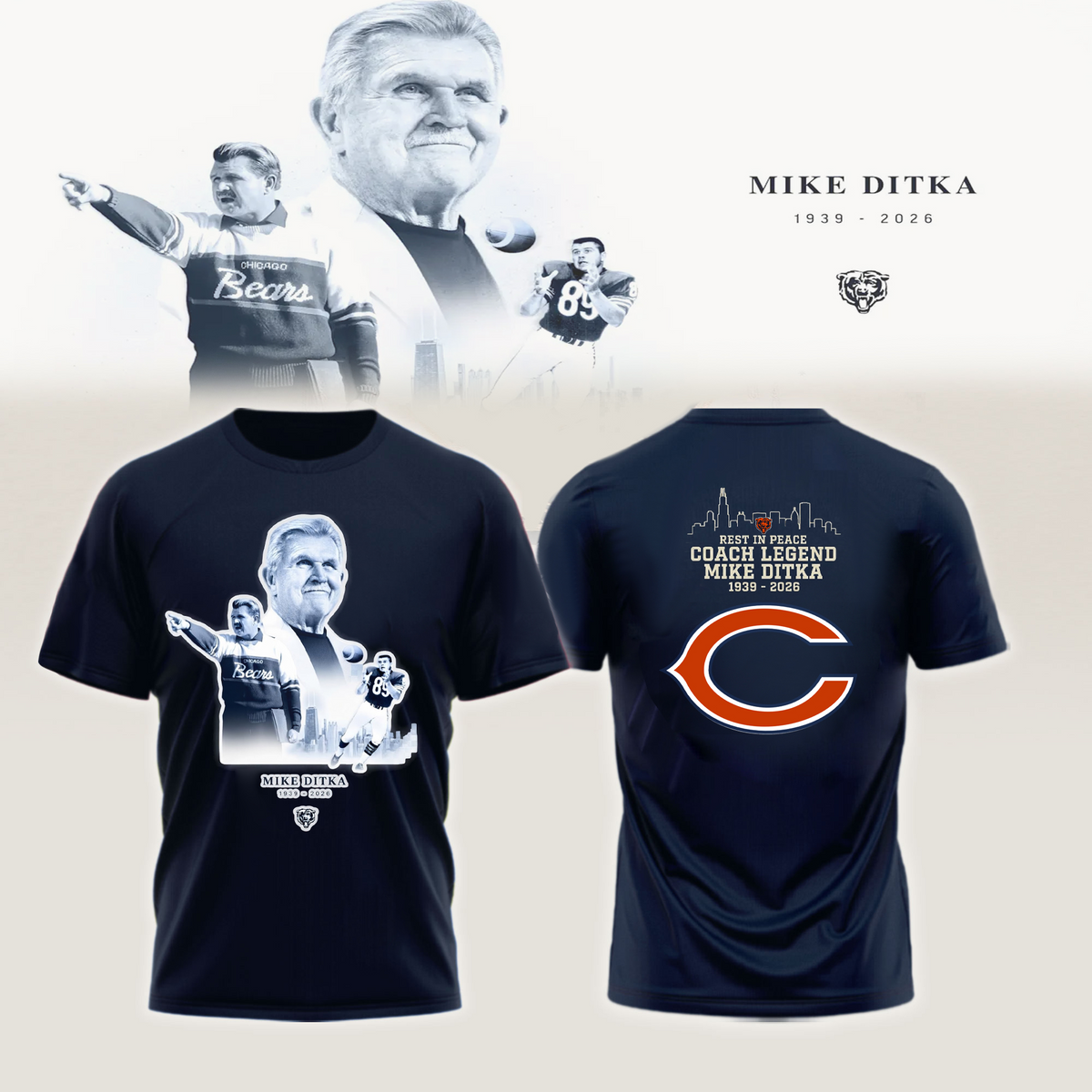 Mike Ditka Chicago Bears In Loving Memory Limited Edition T-Shirt_003