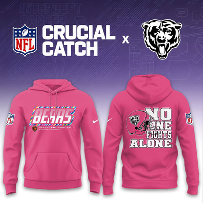Chicago Bears Football 2026 Crucial Catch Limited Pink Hoodie, No one fights alone!