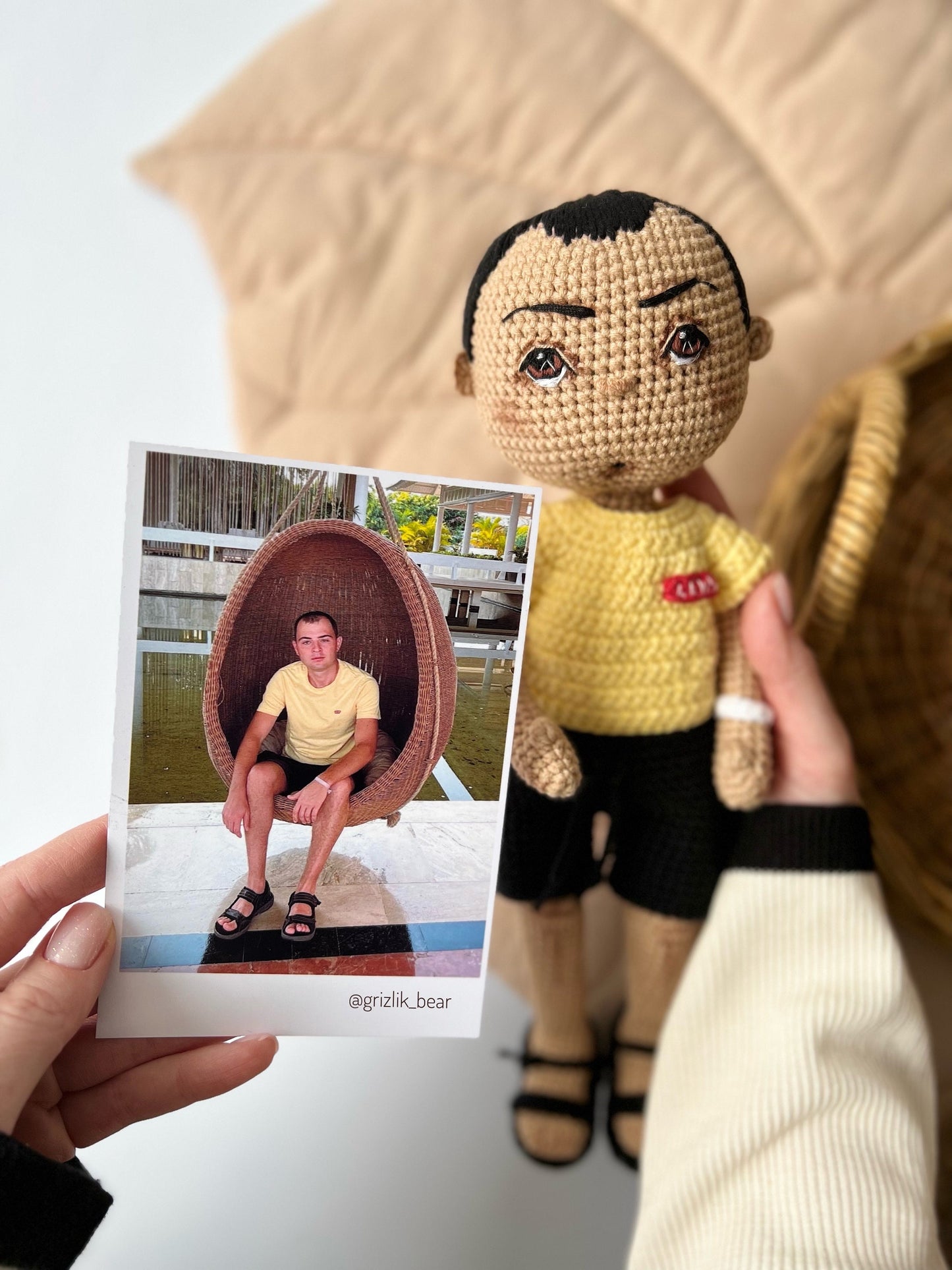 Unique crochet personalized doll from photo, New Year 2025 son gift, custom portrait doll, nephew Christmas gift, brother holiday gift