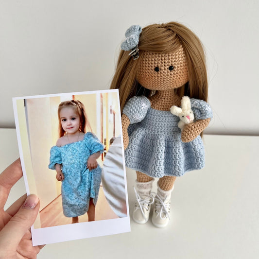 Crochet amigurumi doll, custom doll from photo, handmade plush doll, girl nursery decor, organic personalized dall, daughter gift idea
