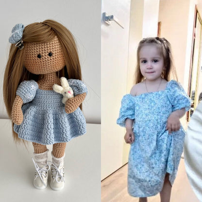 Crochet amigurumi doll, custom doll from photo, handmade plush doll, girl nursery decor, organic personalized dall, daughter gift idea