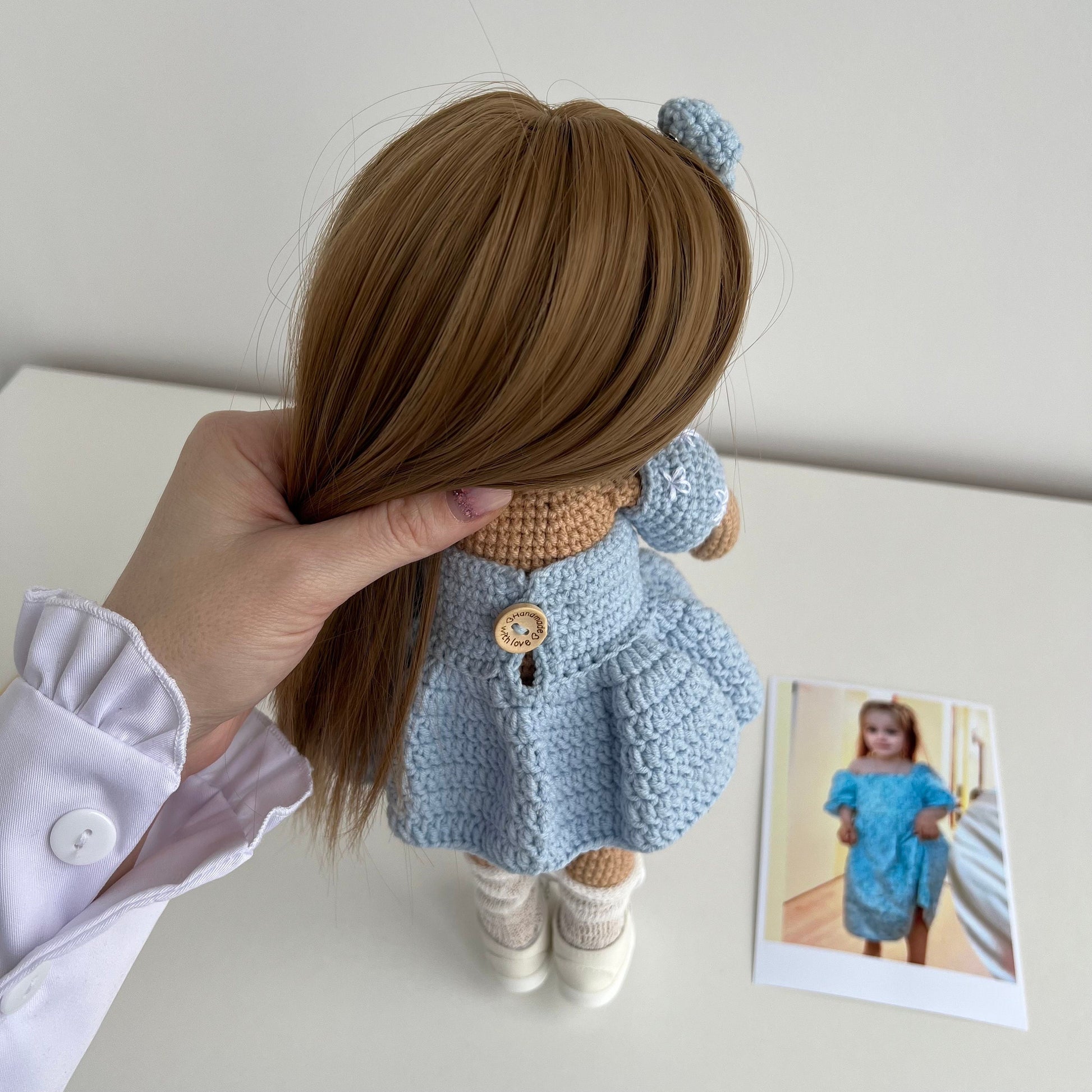 Crochet amigurumi doll, custom doll from photo, handmade plush doll, girl nursery decor, organic personalized dall, daughter gift idea