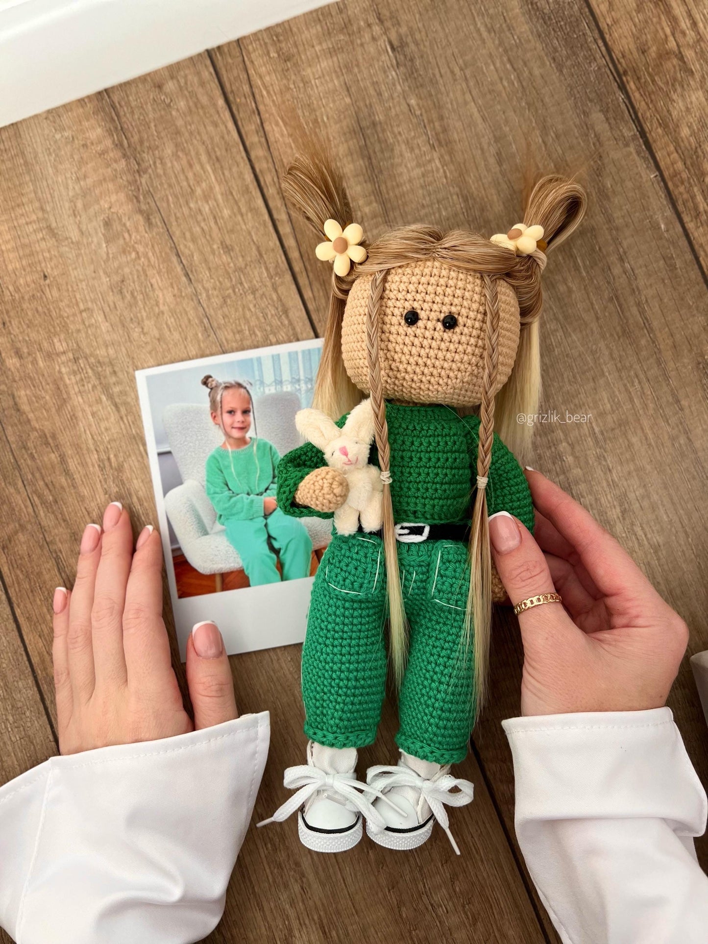 Customized crochet portrait doll, plush doll from photo, personalized organic baby toys, boho nursery decor, grandparents gift ideas