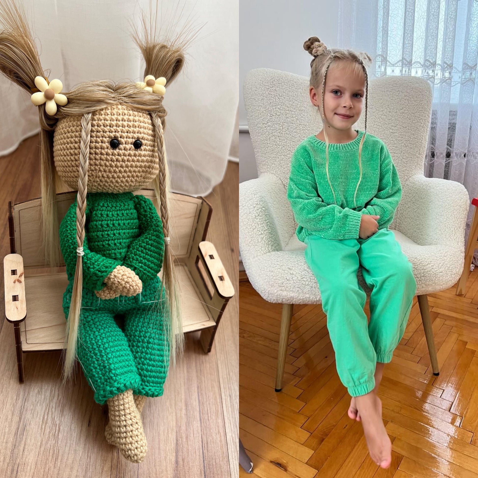 Customized crochet portrait doll, plush doll from photo, personalized organic baby toys, boho nursery decor, grandparents gift ideas