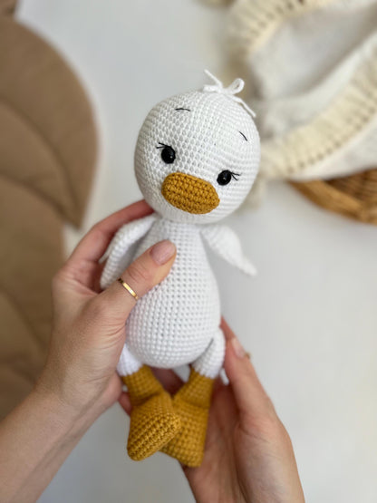 Cute crochet mallard duck, plushies duck amigurumi, organic baby toys, soft farmhouse animals, boho nursery decor, baby shower gift