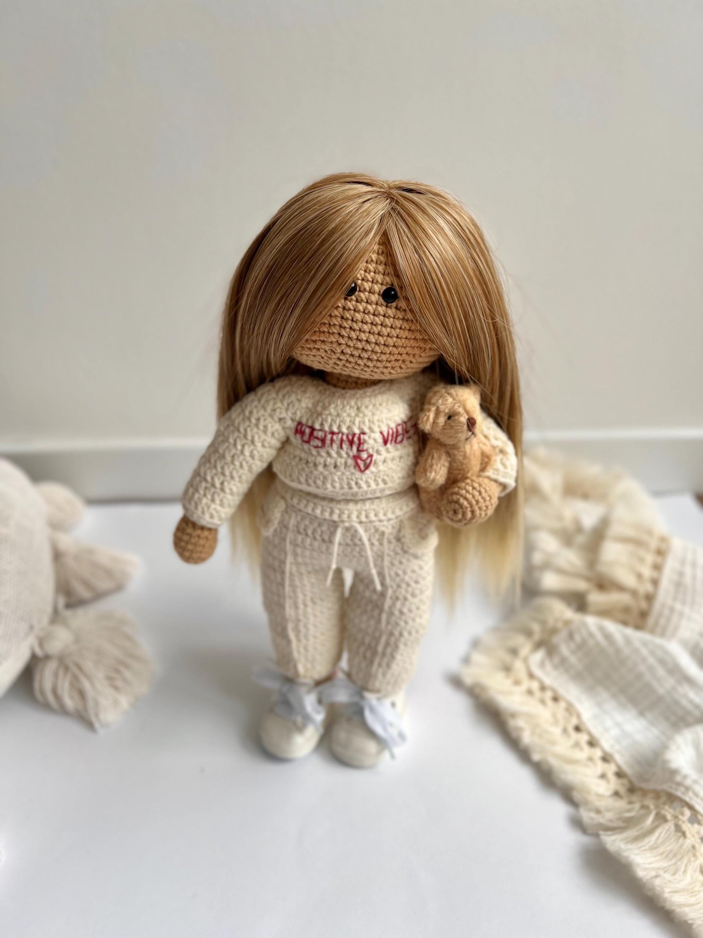 Baby first Christmas personalized crochet doll, custom portrait doll from photo, niece Christmas gift, teacher holiday gift, nursery decor