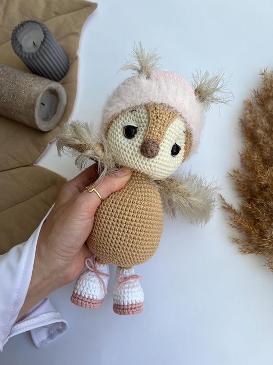 Crochet owl amigurumi, baby first Christmas, winter nursery decor, teacher gift, woodland animals