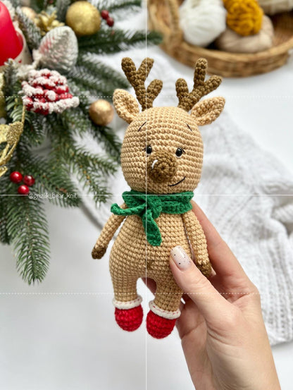 Cute Christmas crochet set of 2 reindeers, winter deer amigurumi toy, grandchild Holidays gift, siblings gift, handmade moose toy