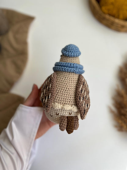 Boho crochet chicken amigurumi, handmade crochet farm animals, unique amigurumi bird, organic soft stuffed animal, toddler Christmas gift