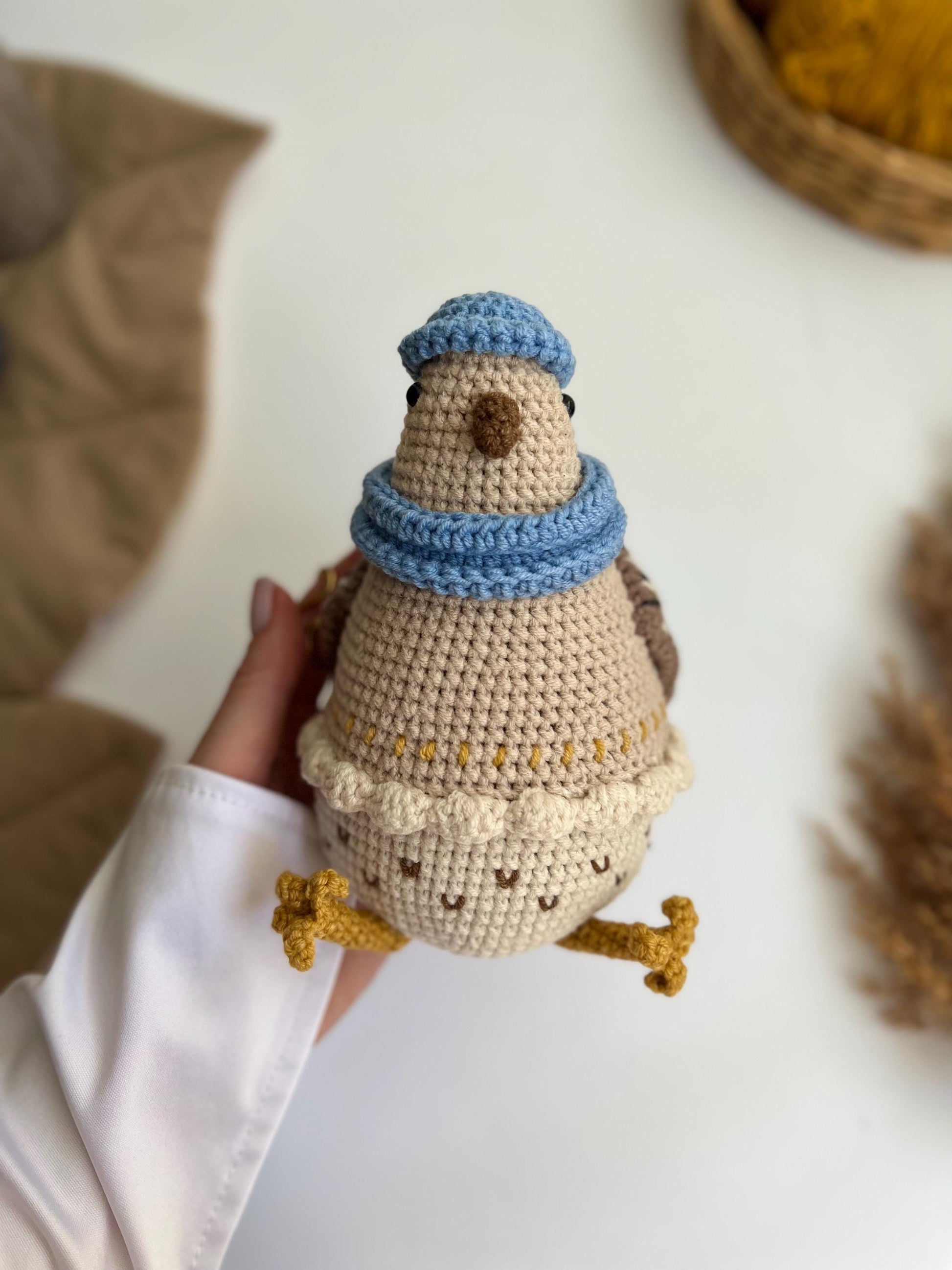 Cute crochet chicken amigurumi, unique Thanksgiving decor, handmade crochet farm animals, amigurumi bird toy, grandchild gift
