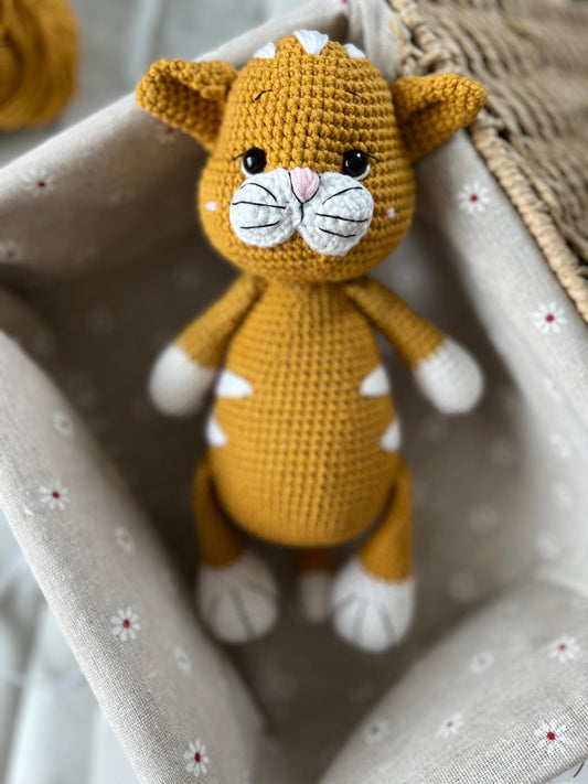 Personalized custom ginger cat, crochet chubby cat amigurumi, niece holidays gift, organic baby toy, stuffed plushies animal, cat owner gift
