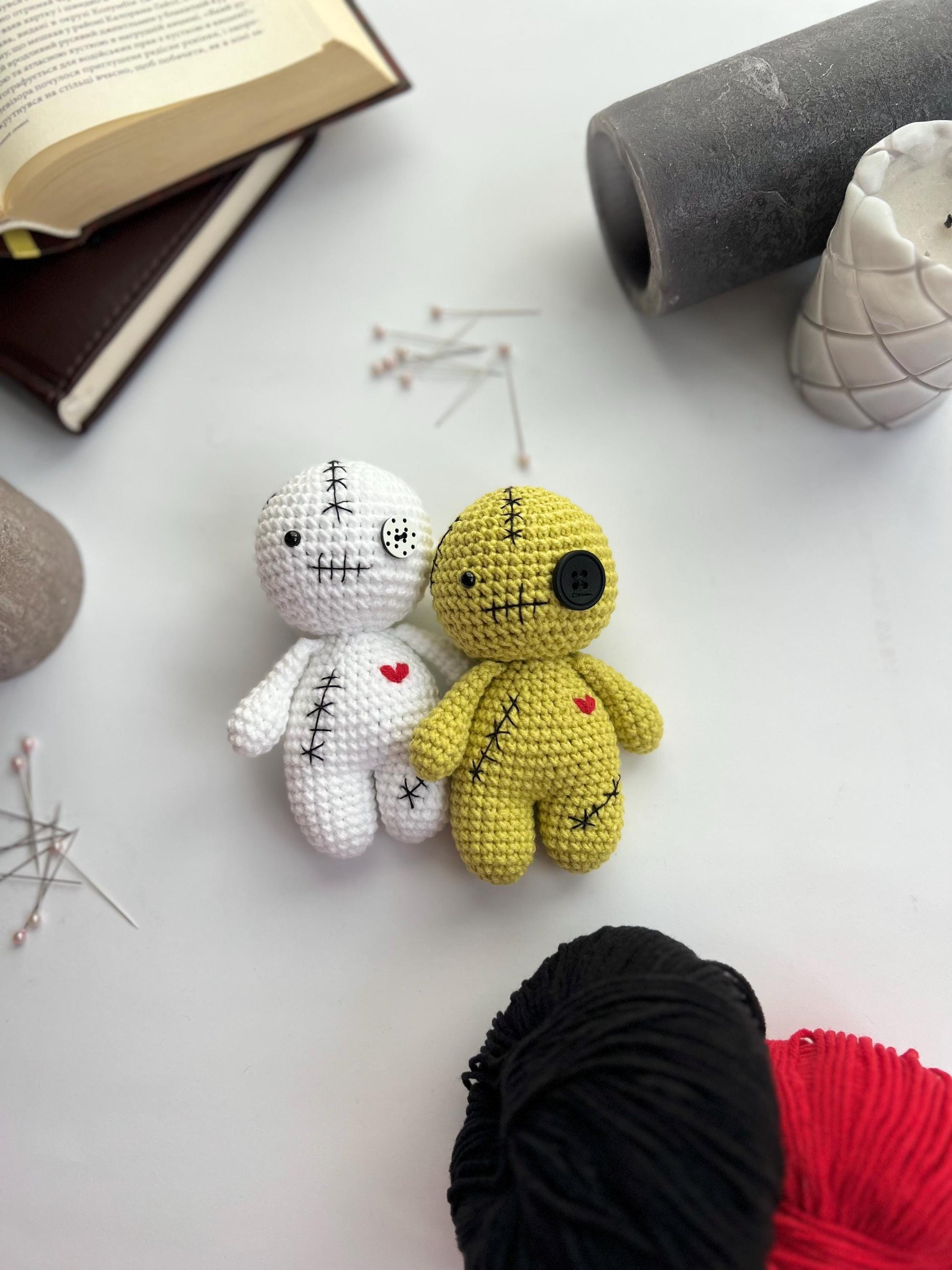 Crochet voodoo amigurumi doll, unique gothic home decor, twins Halloween 2025 gift, black Friday sale, siblings gift idea