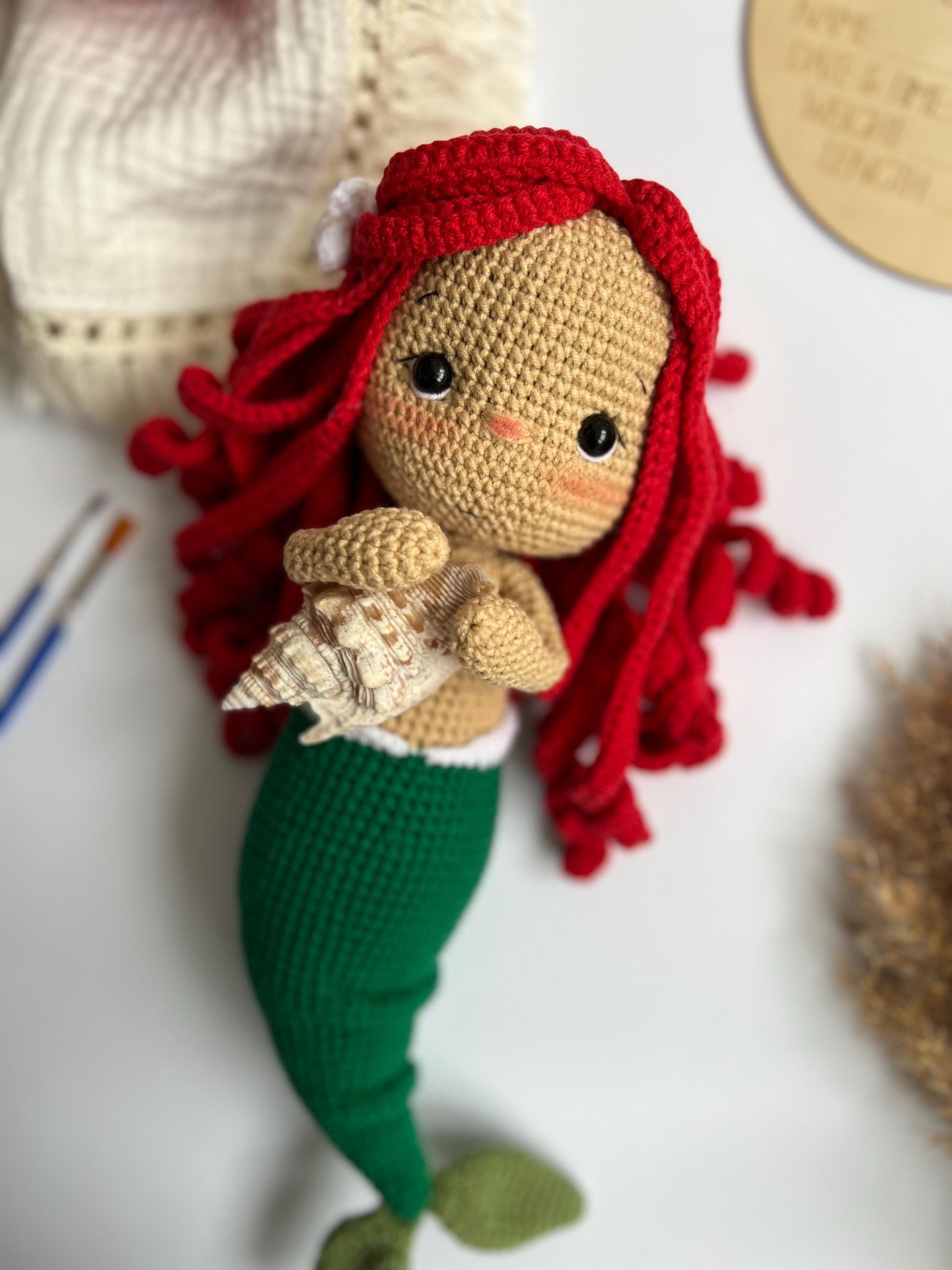 Mermaid Doll: Handmade Crochet Doll, Soft Amigurumi Plush, Crochet Mermaid