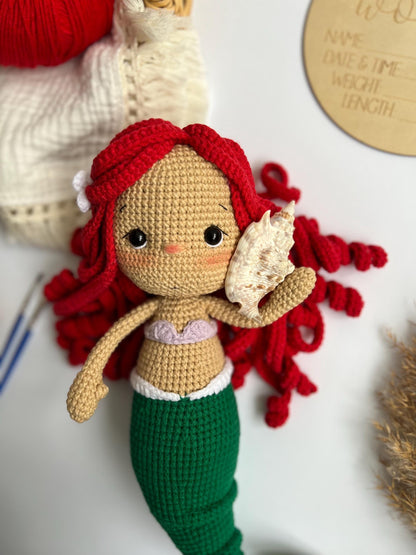 Mermaid Doll: Handmade Crochet Doll, Soft Amigurumi Plush, Crochet Mermaid