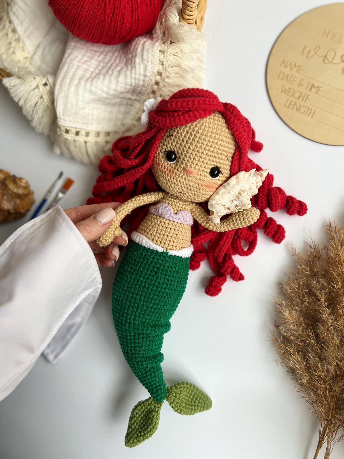 Mermaid Doll: Handmade Crochet Doll, Soft Amigurumi Plush, Crochet Mermaid