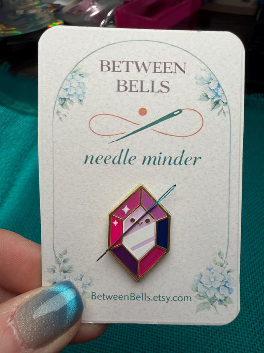 Pink & Purple Gem Enamel Needle Minder – Magnetic Needle Holder
