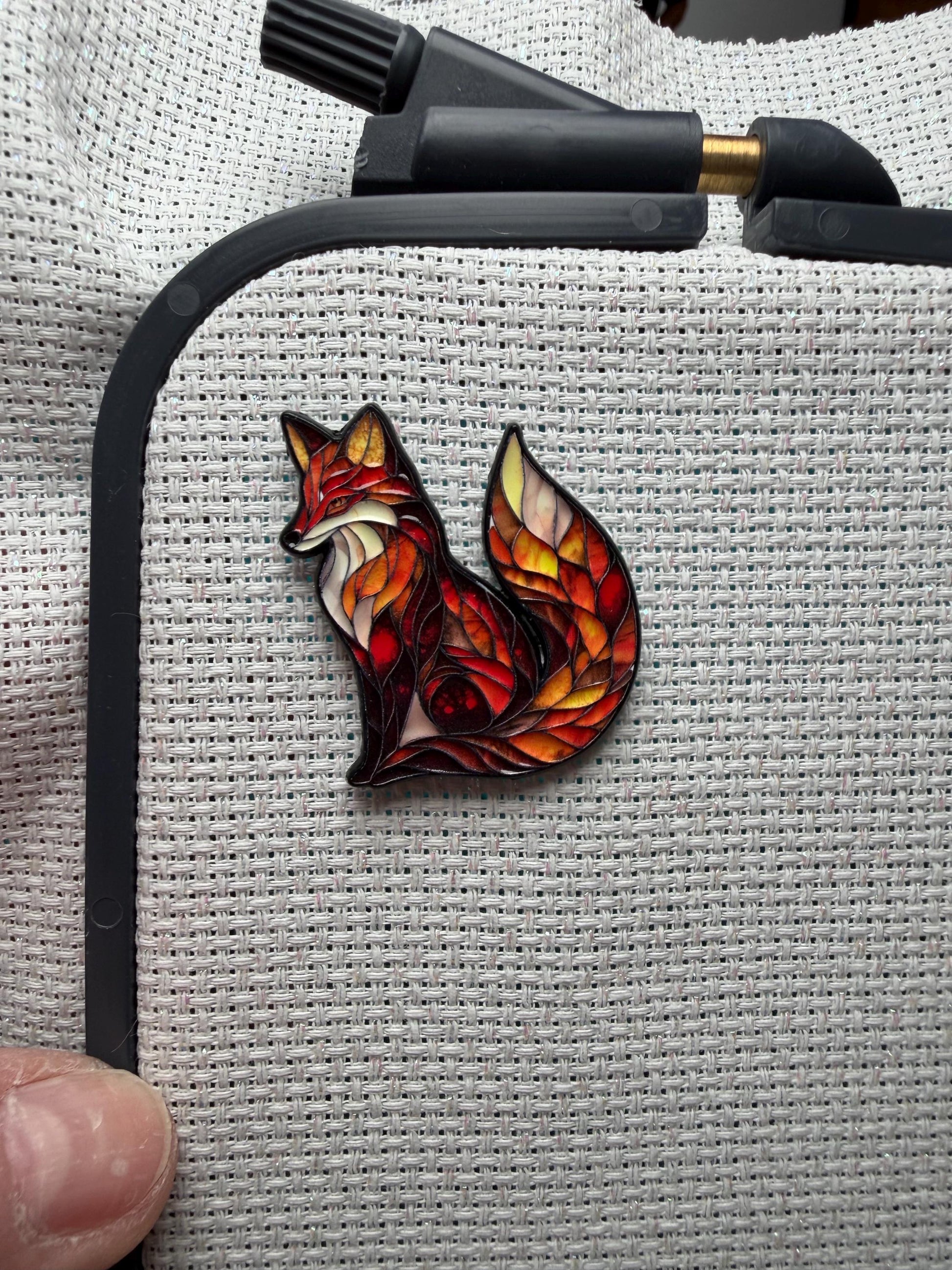 Stained Glass Fox Needle Minder