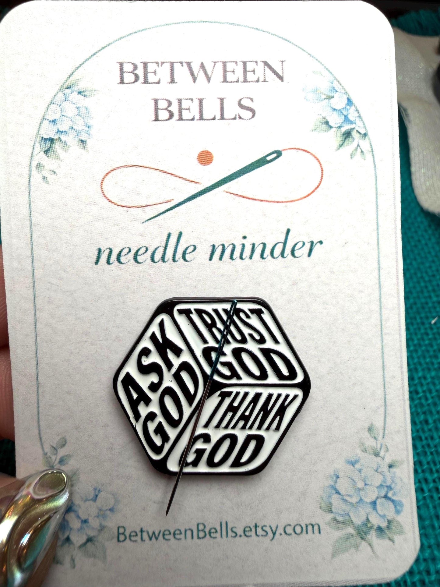 Faith Needle Minder, Ask God, Trust God, Thank God, Cross Stitch Embroidery Accessory