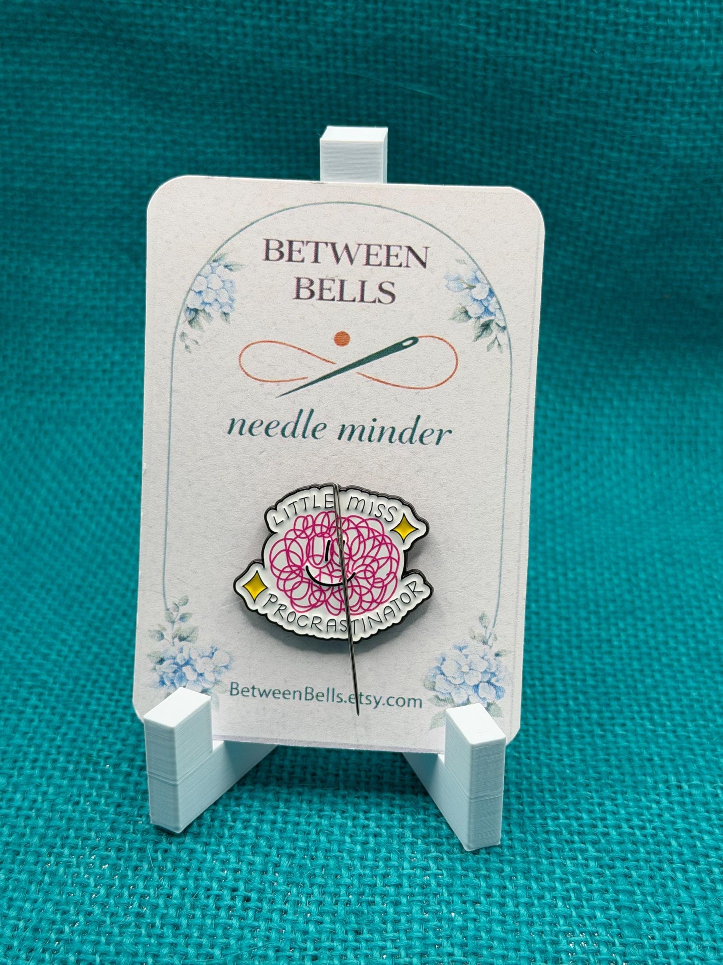 Little Miss Procrastinator Needle Minder for Needlepoint, Cross Stitch, and Embroidery