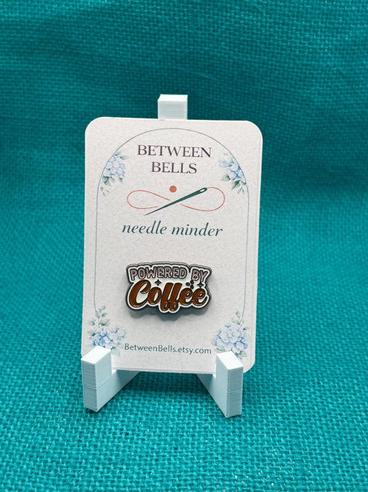 Powered by Coffee Needle Minder for Needlepoint, Cross Stitch, and Embroidery