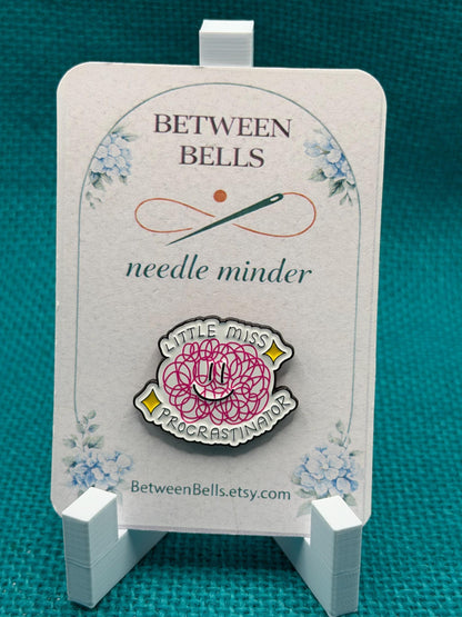 Little Miss Procrastinator Needle Minder for Needlepoint, Cross Stitch, and Embroidery
