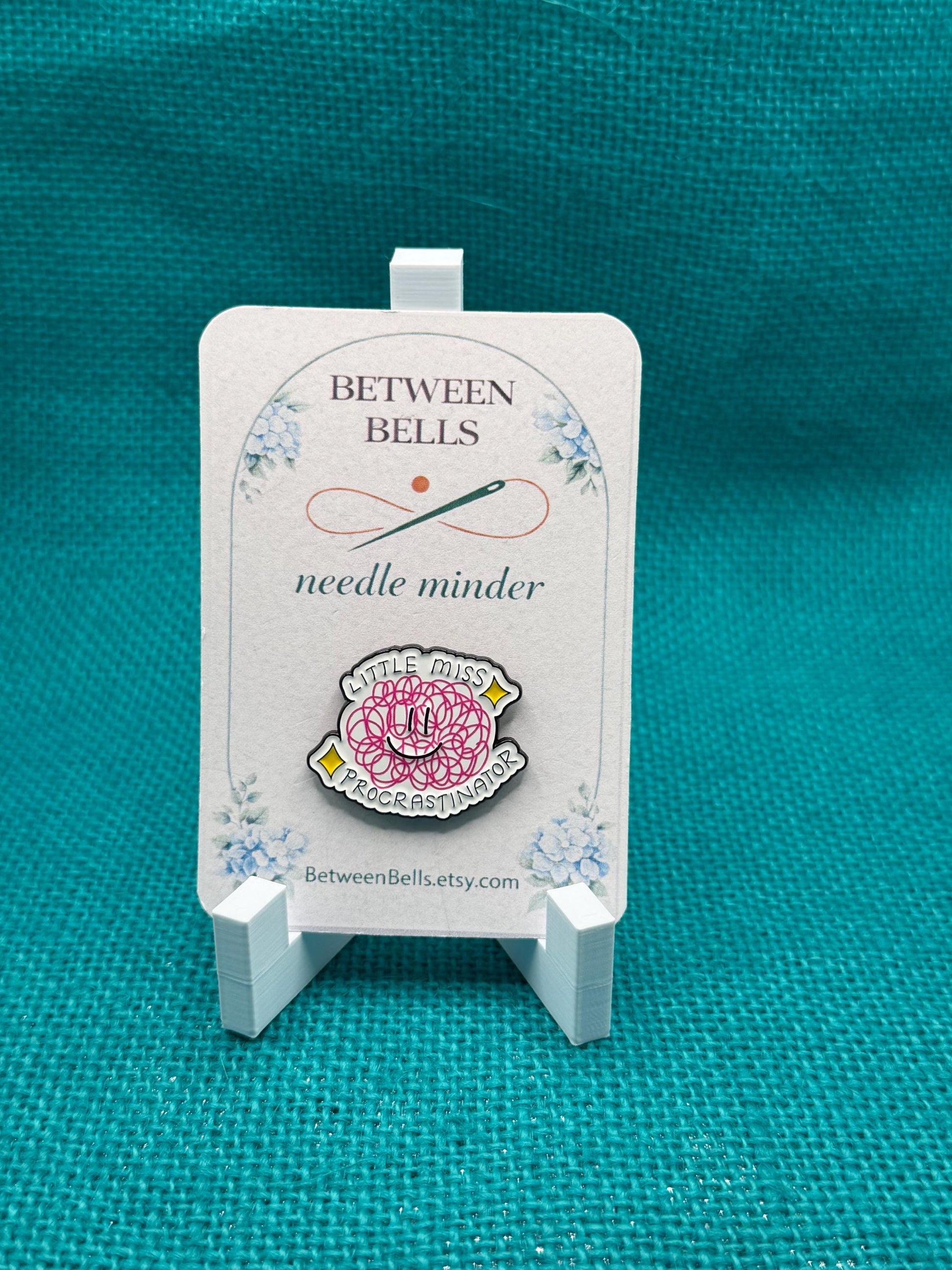 Little Miss Procrastinator Needle Minder for Needlepoint, Cross Stitch, and Embroidery