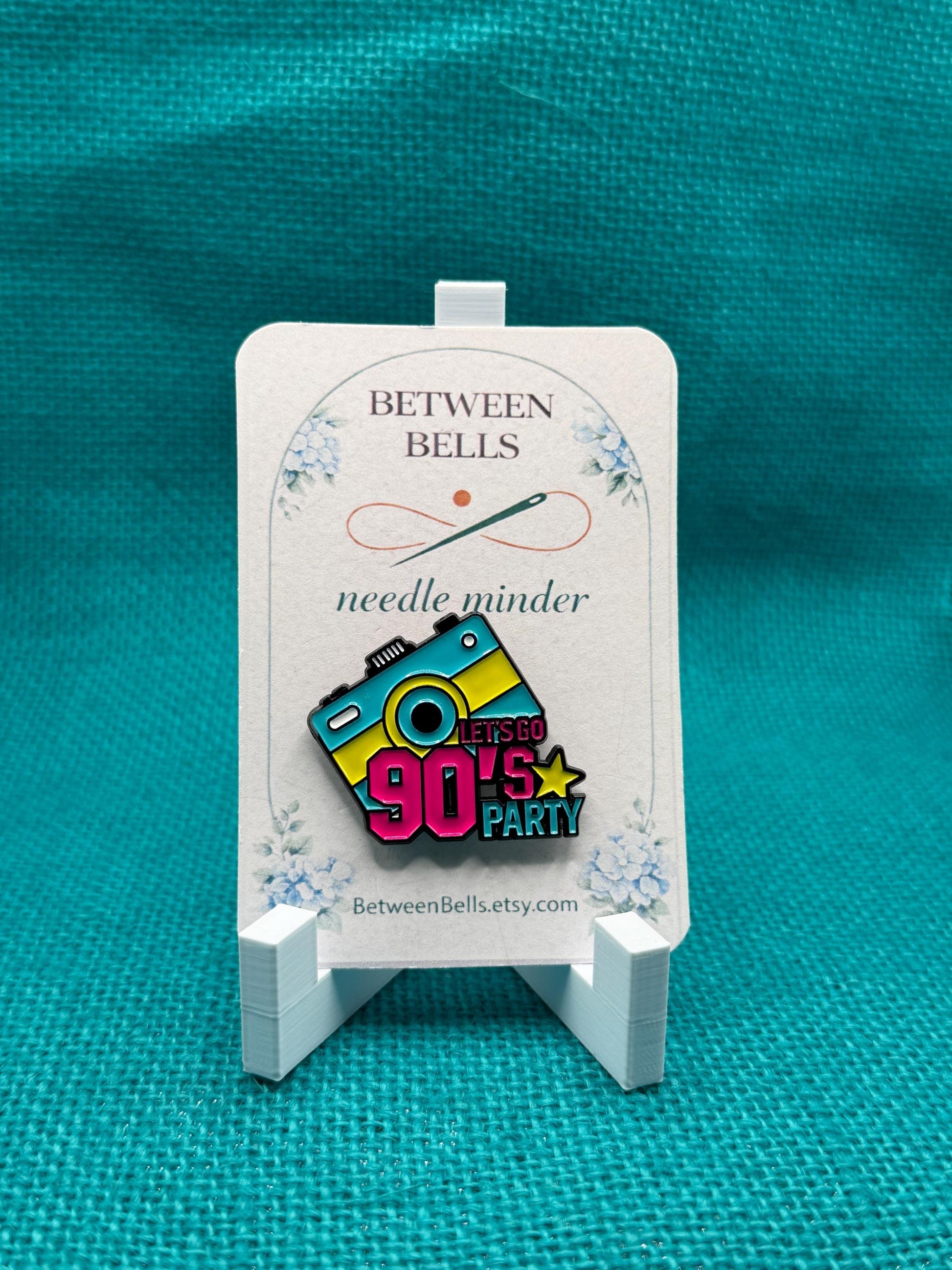 90s Party Needle Minder | Retro Camera Magnet | Nostalgia Aesthetic | Throwback Music Design | Cross Stitch Needle Holder