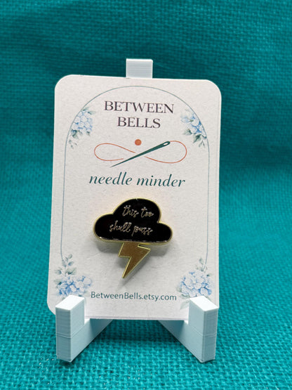 This Too Shall Pass Needle Minder | Inspirational Quote Magnet | Encouragement Gift | Minimalist Storm Cloud Design |