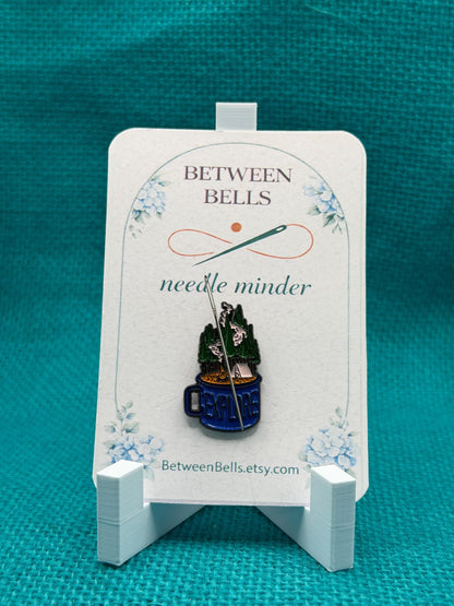 Explore Camp Mug Needle Minder | Camping Adventure Magnet | Nature Lover Gift | Cozy Outdoor Design | Cross Stitch Needle Holder