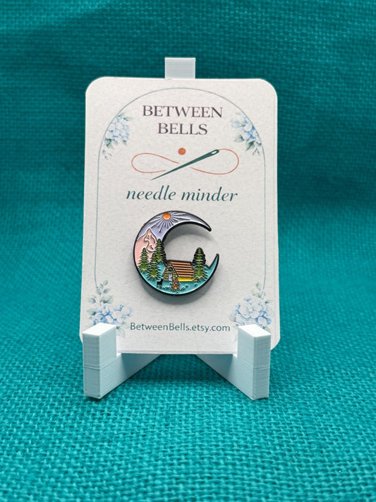 Cabin Moon Needle Minder | Cozy Mountain Magnet | Nature & Camping Aesthetic | Woodland Design | Cross Stitch Needle Holder