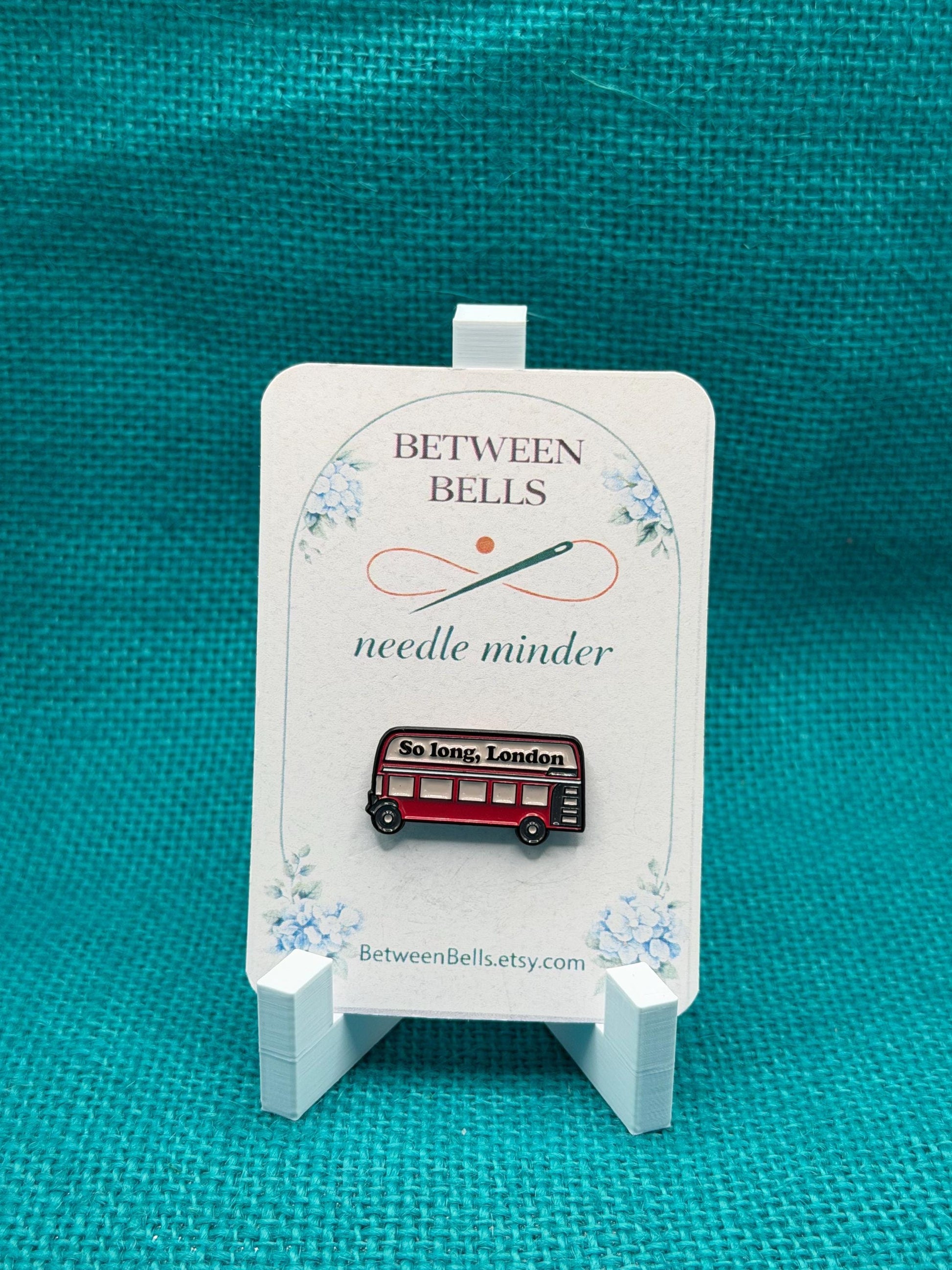 So Long London Bus Needle Minder | Retro Travel Magnet | Cozy Bookish Aesthetic | Cross Stitch Needle Holder