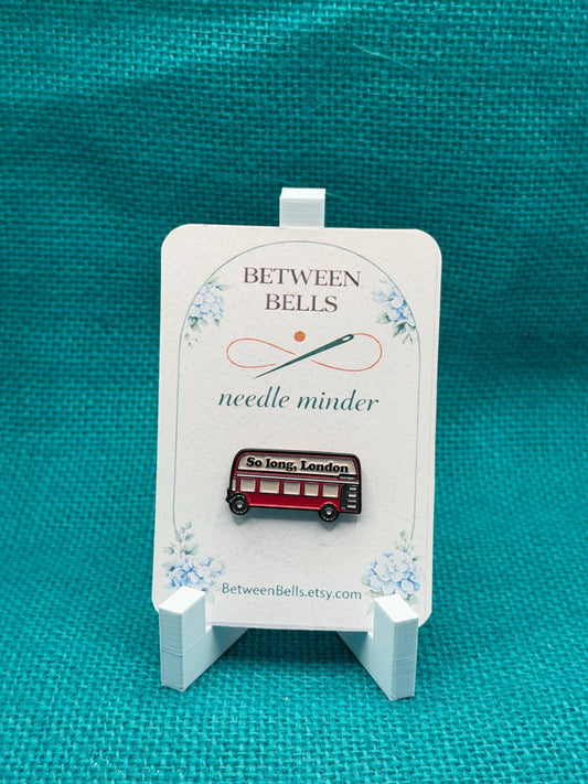 So Long London Bus Needle Minder | Retro Travel Magnet | Cozy Bookish Aesthetic | Cross Stitch Needle Holder