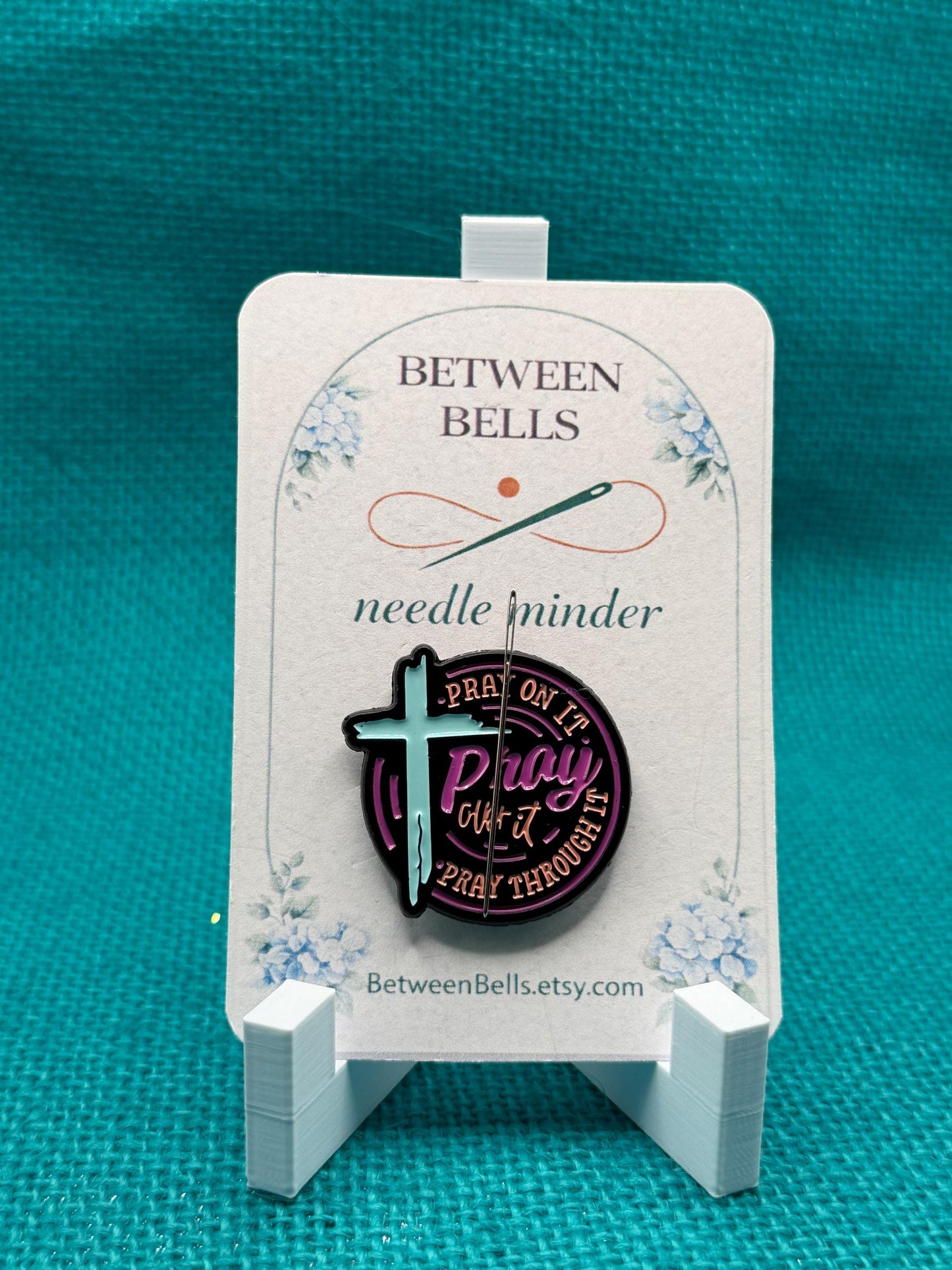 Pray Over It Needle Minder | Christian Faith Magnet | Inspirational Religious Gift | Cross Design | Cross Stitch Needle Holder