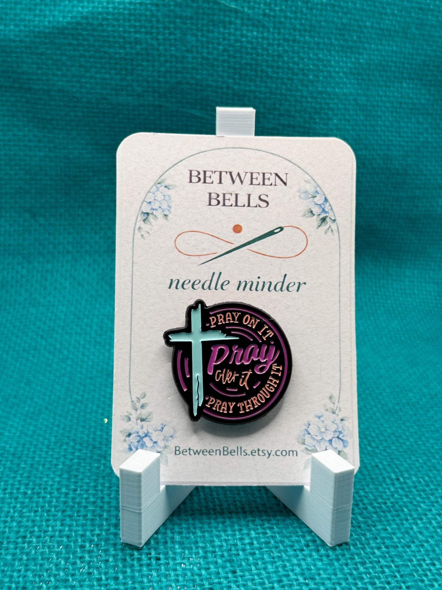 Pray Over It Needle Minder | Christian Faith Magnet | Inspirational Religious Gift | Cross Design | Cross Stitch Needle Holder