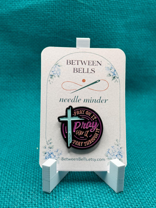 Pray Over It Needle Minder | Christian Faith Magnet | Inspirational Religious Gift | Cross Design | Cross Stitch Needle Holder