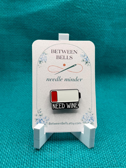 Need Wine Needle Minder | Low Battery Funny Magnet | Wine Lover Gift | Relatable Humor | Cross Stitch Needle Holder