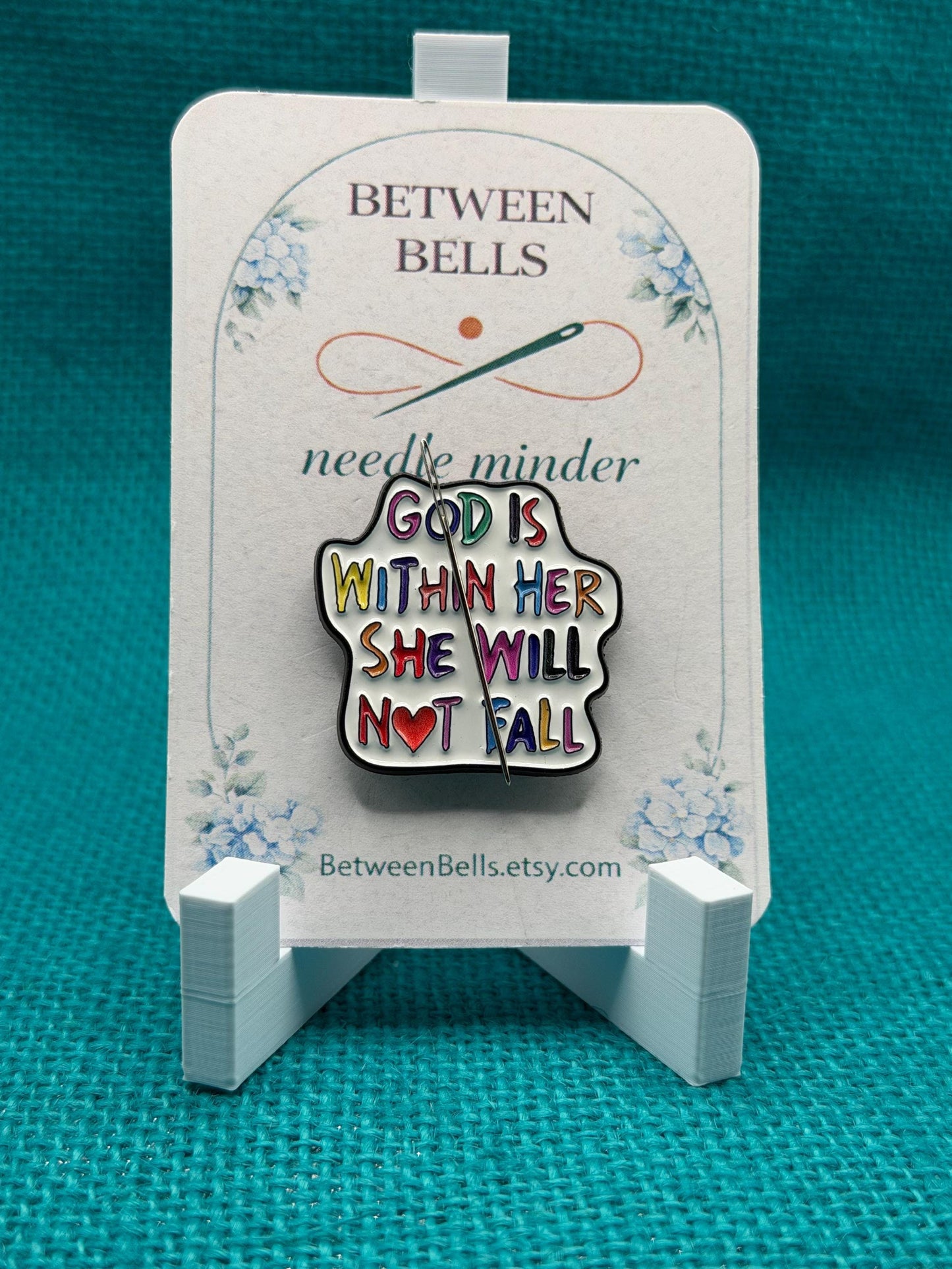 God Is Within Her Needle Minder | Inspirational Faith Magnet | Christian Gift for Women | Colorful Scripture Design