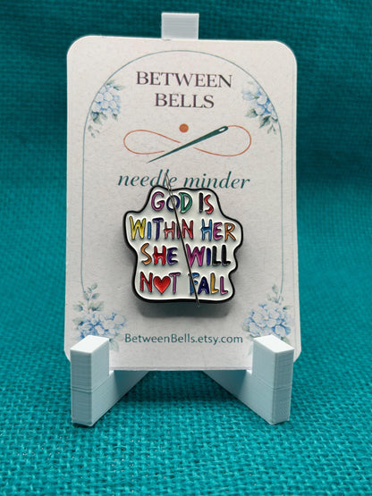 God Is Within Her Needle Minder | Inspirational Faith Magnet | Christian Gift for Women | Colorful Scripture Design