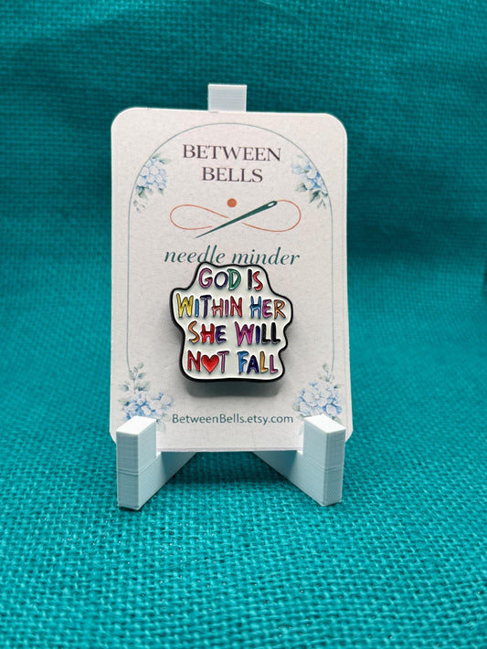 God Is Within Her Needle Minder | Inspirational Faith Magnet | Christian Gift for Women | Colorful Scripture Design