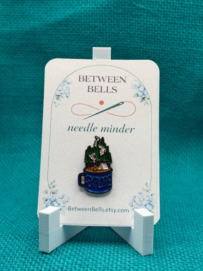 Explore Camp Mug Needle Minder | Camping Adventure Magnet | Nature Lover Gift | Cozy Outdoor Design | Cross Stitch Needle Holder