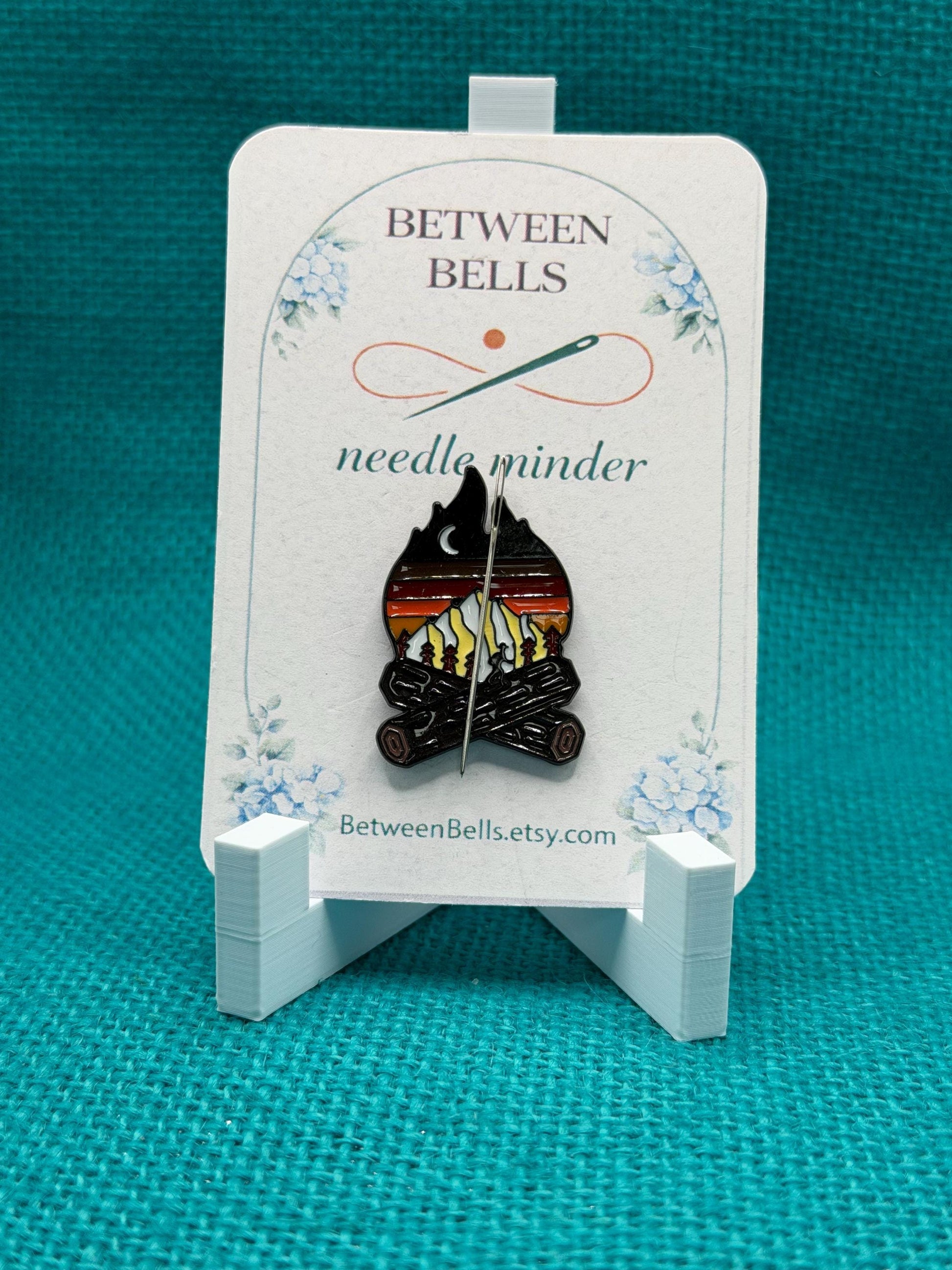 Campfire Mountains Needle Minder | Cozy Nature Magnet | Outdoor Adventure Design | Rustic Camping Aesthetic | Cross Stitch Needle Holder
