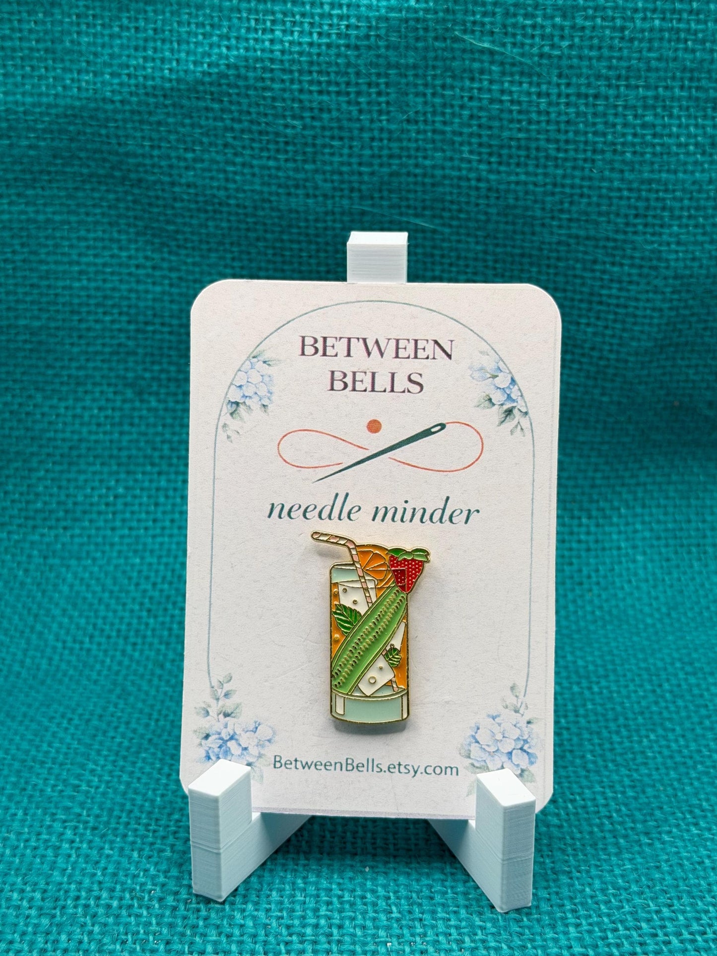 Strawberry Citrus Cocktail Needle Minder | Summer Drink Magnet | Tropical Bar Cart Aesthetic | Cross Stitch Needle Holder