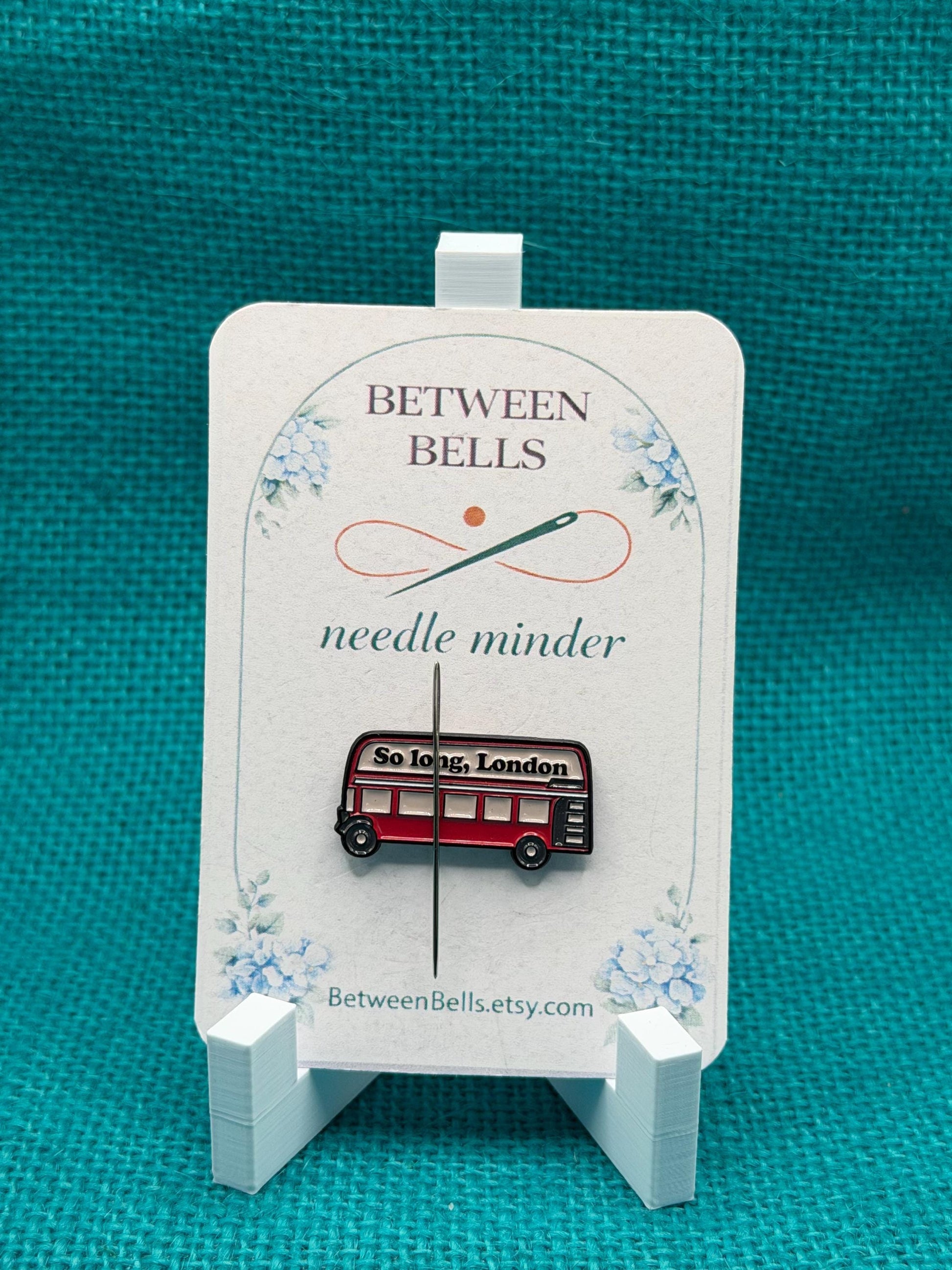 So Long London Bus Needle Minder | Retro Travel Magnet | Cozy Bookish Aesthetic | Cross Stitch Needle Holder