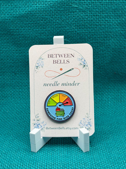 Dumpster Fire Risk Today Needle Minder | Funny Chaos Meter Magnet | Relatable Humor Gift | Cross Stitch Needle Holder