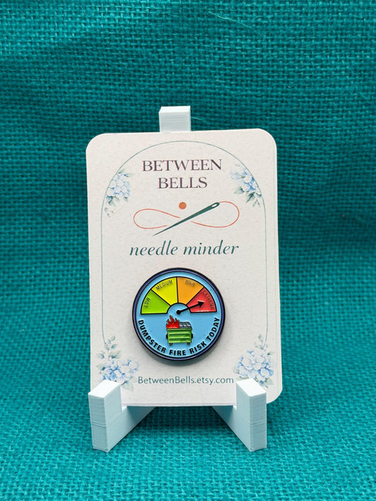 Dumpster Fire Risk Today Needle Minder | Funny Chaos Meter Magnet | Relatable Humor Gift | Cross Stitch Needle Holder