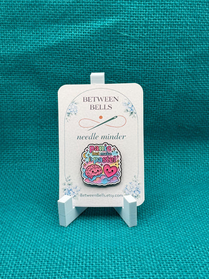 Panic But Make It Pastel Needle Minder | Funny Anxiety Magnet | Cute Mental Health Humor | Cross Stitch Needle Holder