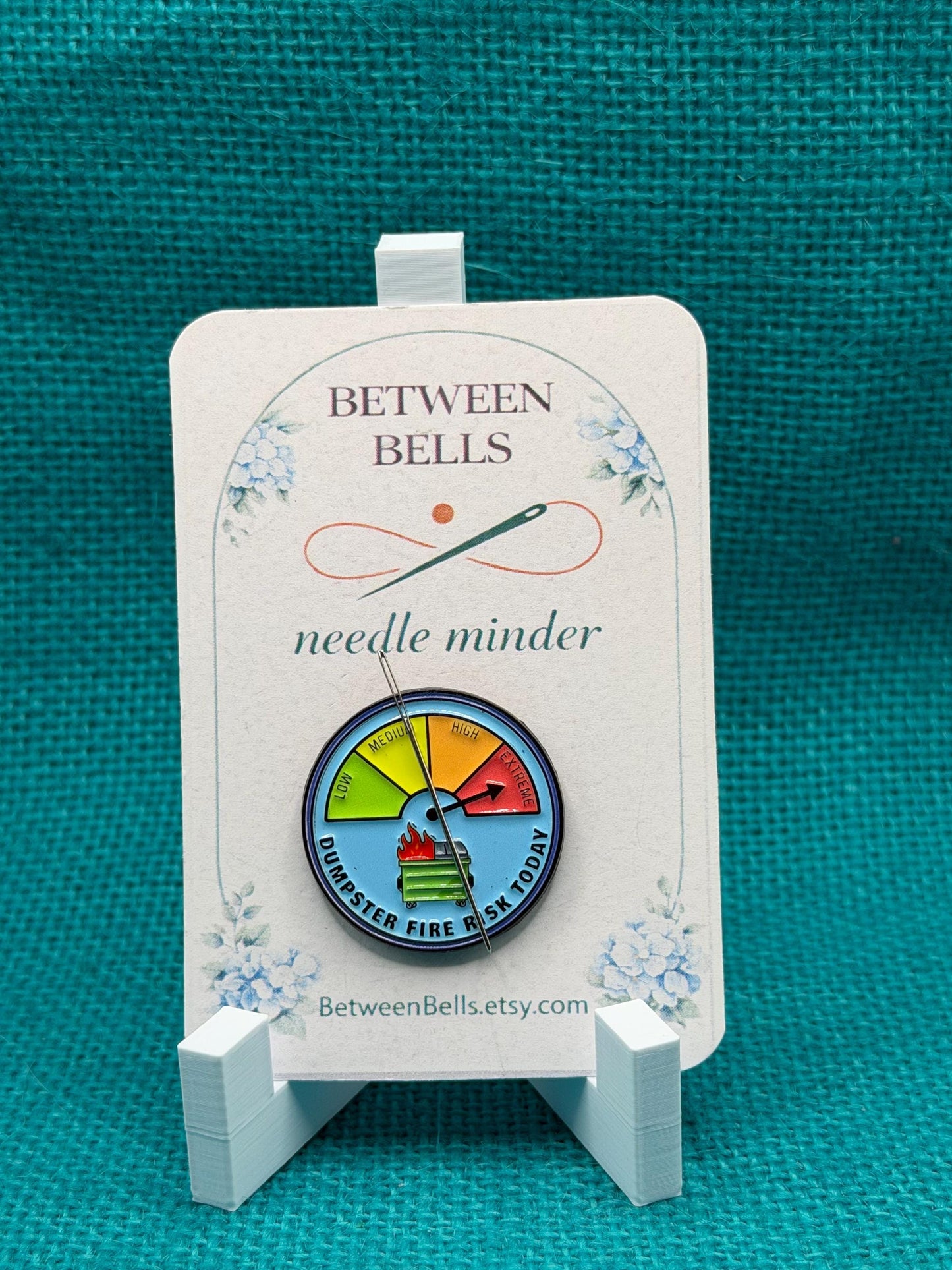 Dumpster Fire Risk Today Needle Minder | Funny Chaos Meter Magnet | Relatable Humor Gift | Cross Stitch Needle Holder